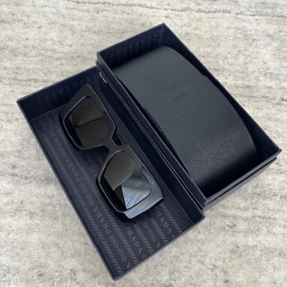 Prada PR 23YS Square Oversized Sunglasses Black Pink Yellow Tortoise w/ Box - Picture 9 of 11